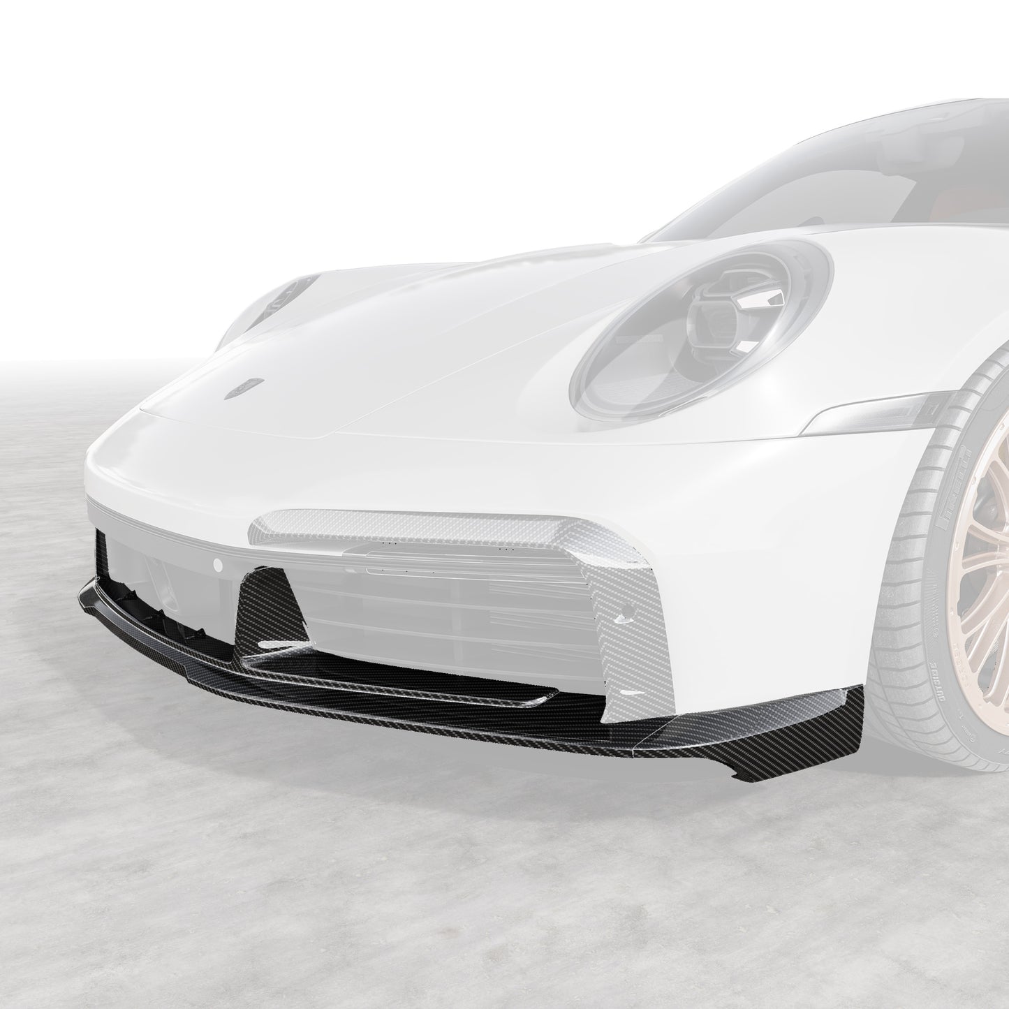 Porsche 992 Turbo S Aero Front Spoiler w/ Side Fins