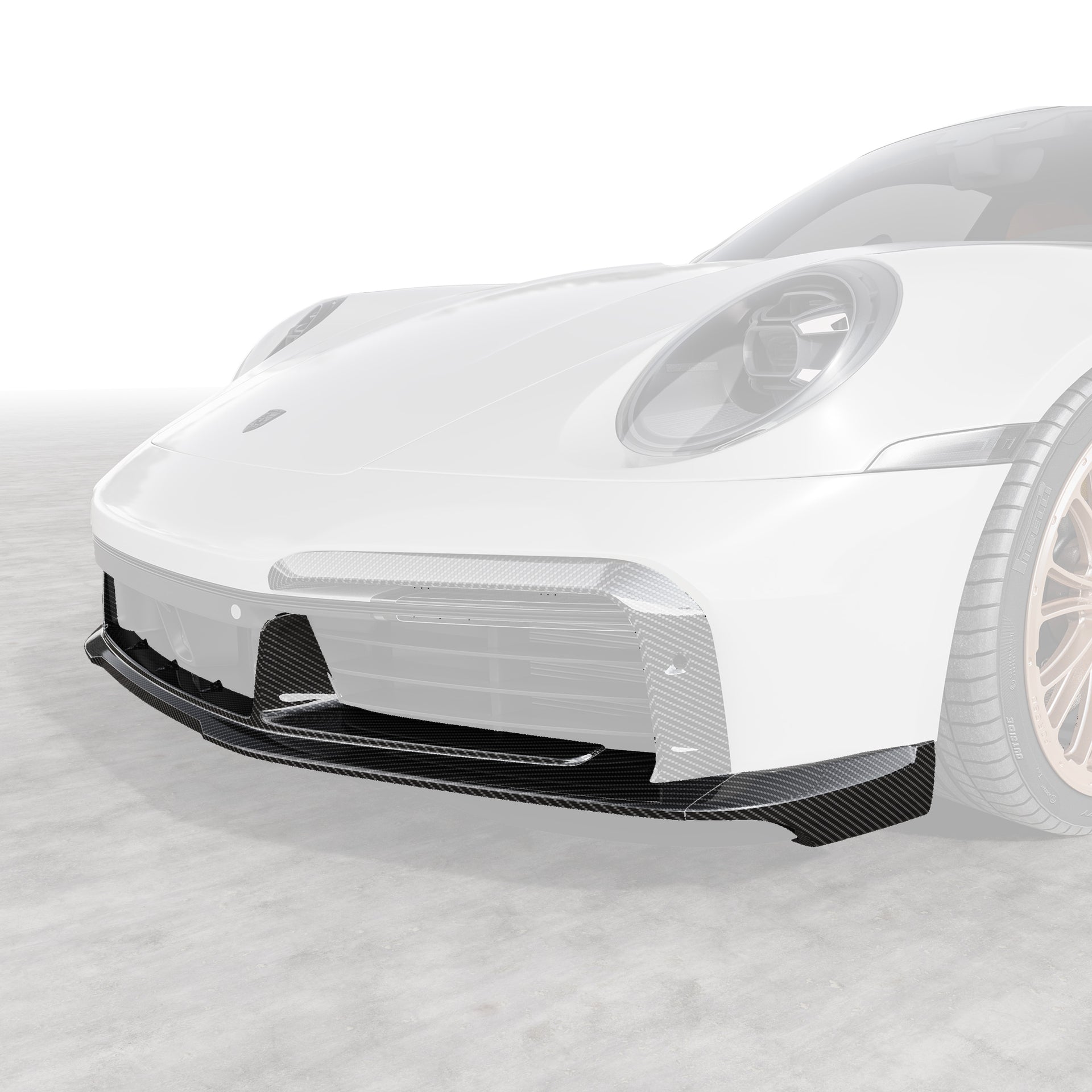 Porsche 992 Turbo S Aero Front Spoiler w/ Side Fins