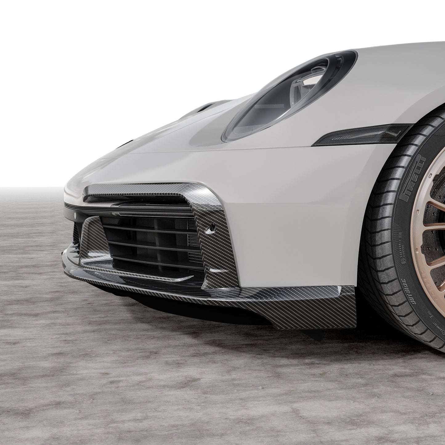 Porsche 992 Turbo S Aero Front Spoiler w/ Side Fins