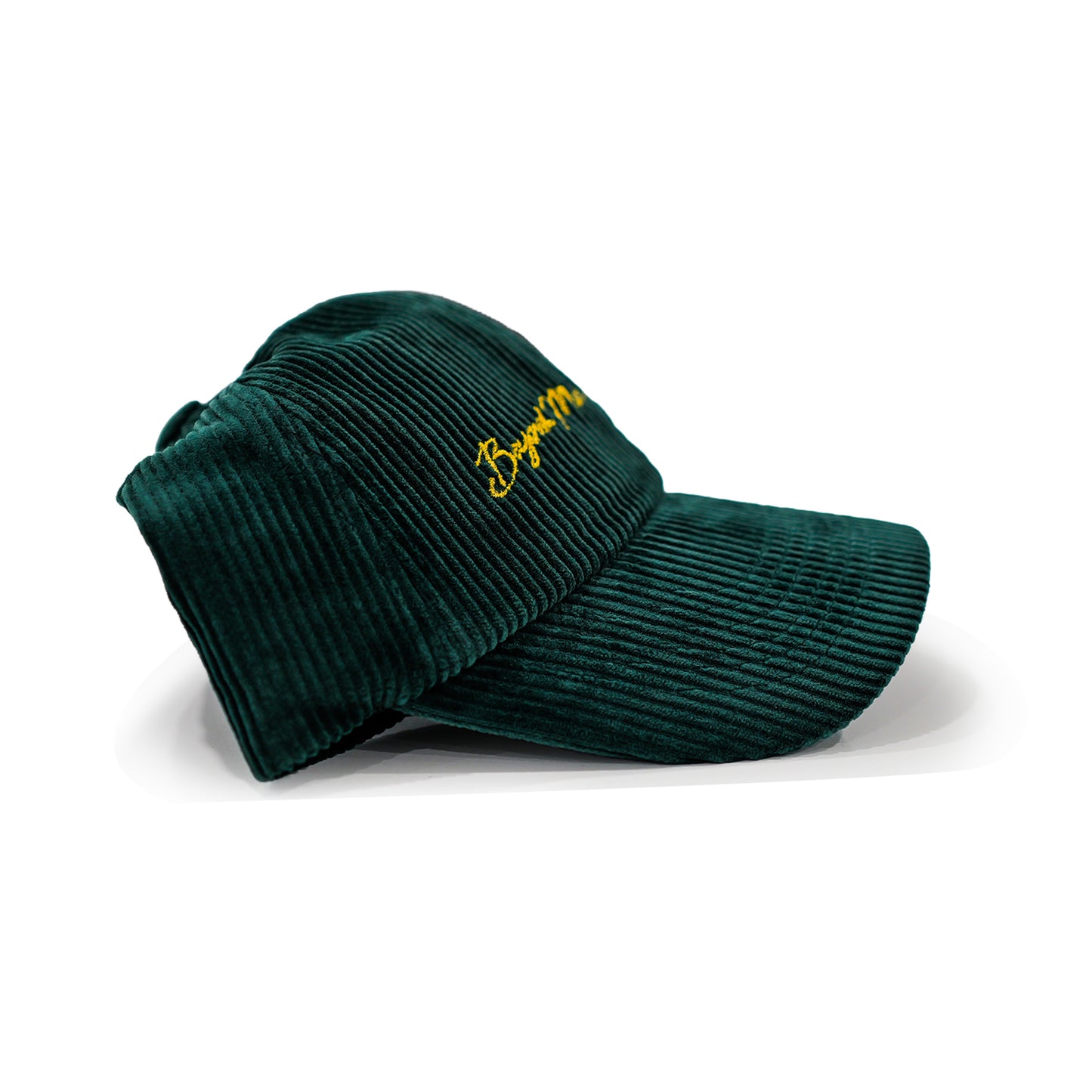 Gunther Werks NINM Corduroy Hat – Deep Green / Yellow Embroidery
