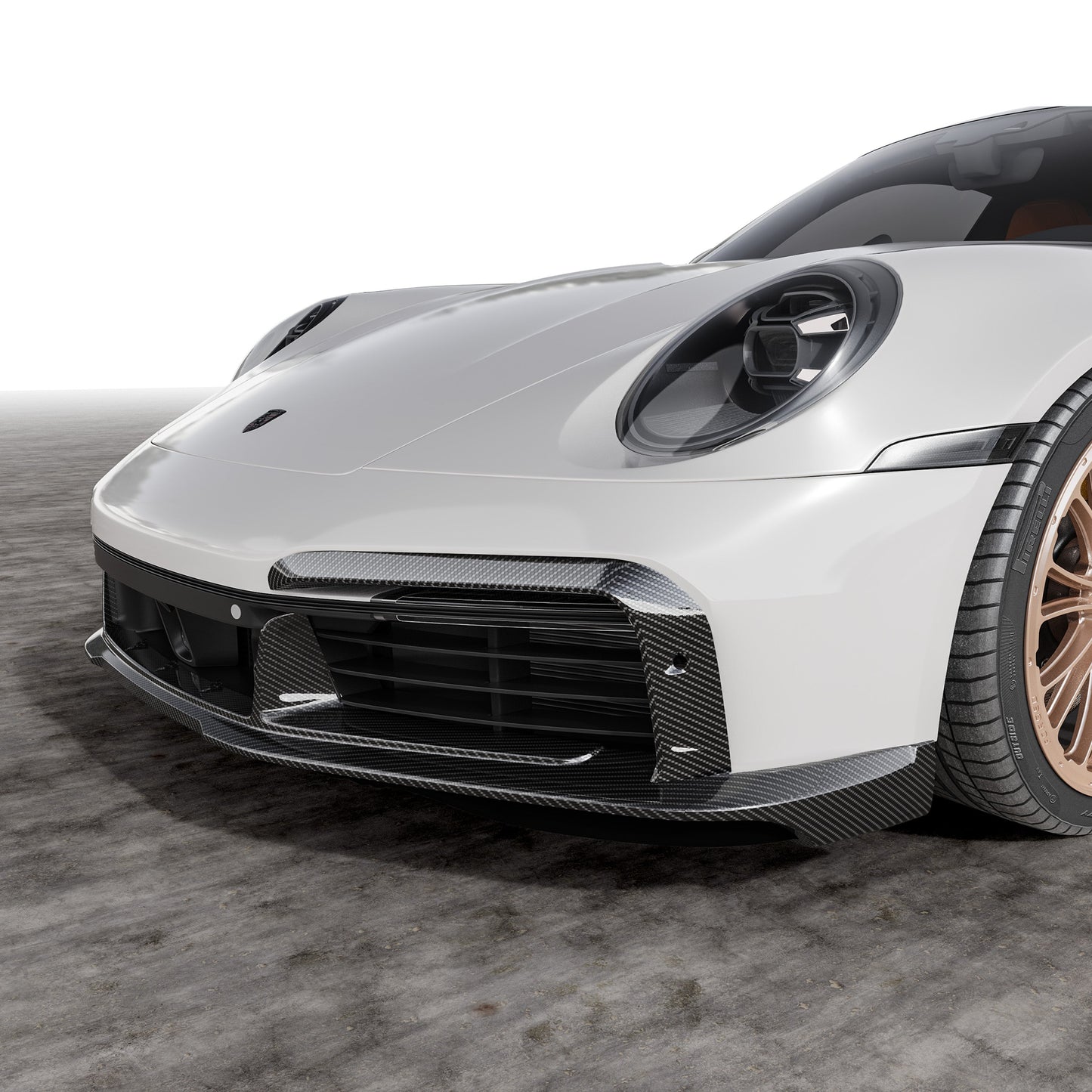 Porsche 992 Turbo S Aero Front Spoiler w/ Side Fins